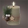 GREEN NORDIC LED WICK CANDLE 13CM