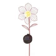 SOLAR METAL FLOWER GARDEN STAKE PINK