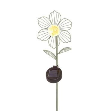 SOLAR METAL FLOWER GARDEN STAKE GREEN
