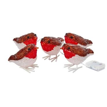 INLIT ICE ROBINS SET OF 5 10CM