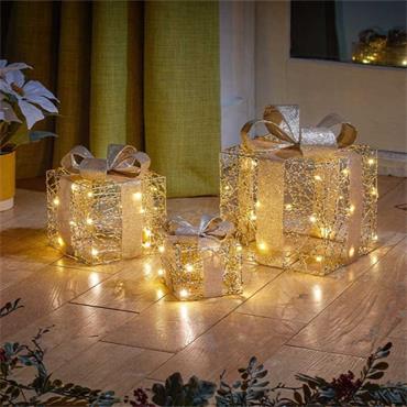 GOLD WEAVE FAUX GIFT BOXES SET OF 3