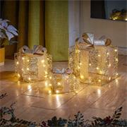 GOLD WEAVE FAUX GIFT BOXES SET OF 3
