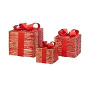 REDGOLD BRAID FAUX GIFT BOXES SET OF 3