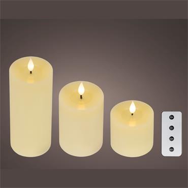 SET OF 3 REALISTIC LED WAX CANDLES
