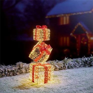 96CM LIT GOLDEN ELEGANCE 3 PARCEL STACK