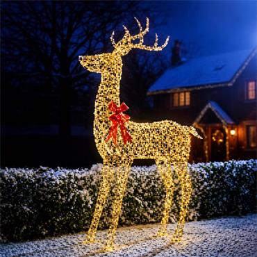 2MTR LIT GOLDEN ELEGANCE STANDING STAG