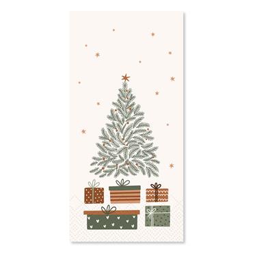 CREAM NAPKIN WITH CHRISTMAS TREE DESIGN