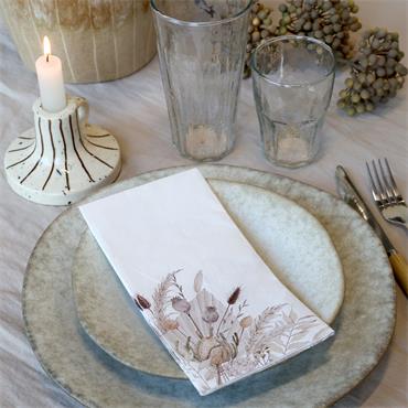 NAPKIN WITH DRIED FLORAL PATTERN L20CM