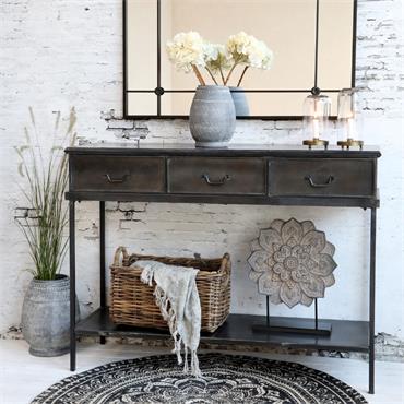 FLOWER DECOR ON FOOT ANTIQUE MOCCA H59CM