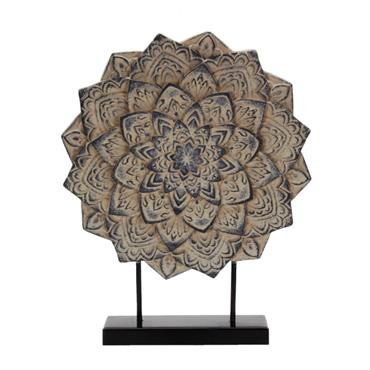 FLOWER DECOR ON FOOT ANTIQUE MOCCA H59CM