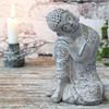 BUDDHA SEATED FRENCH GREY H14CM