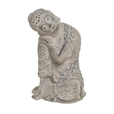 BUDDHA SEATED FRENCH GREY H14CM