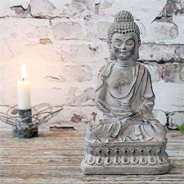 FRENCH GREY SEATED BUDDHA H21CM