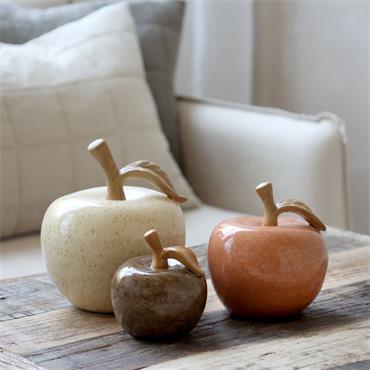 DECORATIVE APPLE CREAM H16CM