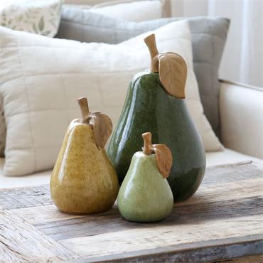 DECORATIVE GREEN PEAR H14CM