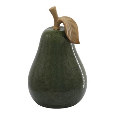 DECORATIVE MOSS GREEN PEAR H28CM