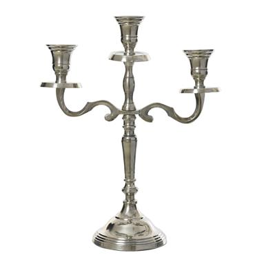 CANDLEHOLDER ALUMINIUM SILVER 30CM