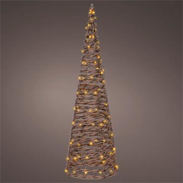 Dark Brown Wicker Led Cone 60Cm