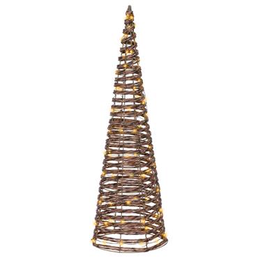 Dark Brown Wicker Led Cone 60Cm