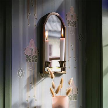 ANTIQUE BRASS MIRROR WALL SCONCE