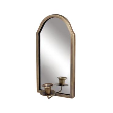 ANTIQUE BRASS MIRROR WALL SCONCE