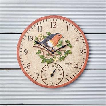 ROBIN WALL CLOCK AND THERMOMETER