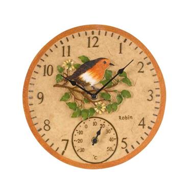 ROBIN WALL CLOCK AND THERMOMETER