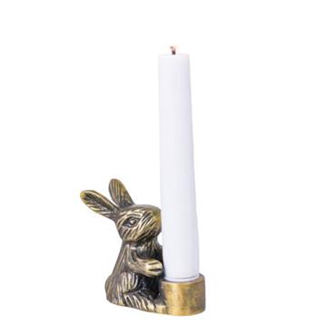 RABBIT ANTIQUE BRASS CANDLE HOLDER