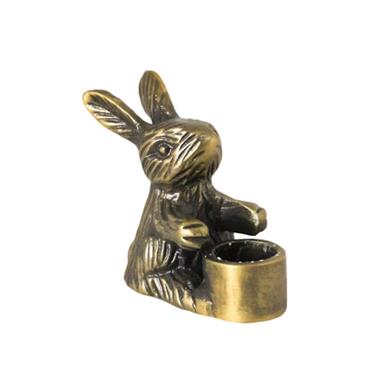 RABBIT ANTIQUE BRASS CANDLE HOLDER