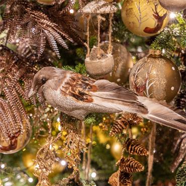 SET OF 2 FROSTED BIRDS ON CLIP W16CM