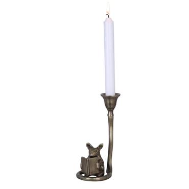 MOUSE ANTIQUE BRASS CANDLE HOLDER