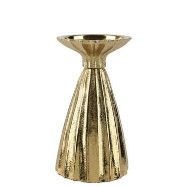 CANDELHOLDER ALUMINIUM GOLD 18CM