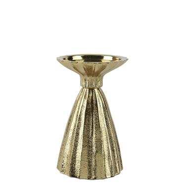 CANDELHOLDER ALUMINIUM GOLD 15CM