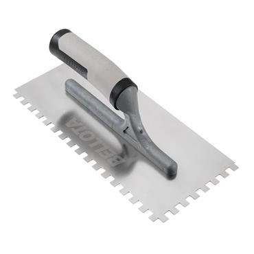 BIMATERIAL HANDLE STAINLESS STEEL SQUARE NOTCHED TROWEL