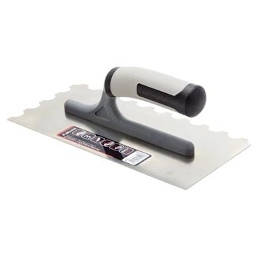 BIMATERIAL HANDLE STAINLESS STEEL ROUND NOTCHED TROWEL
