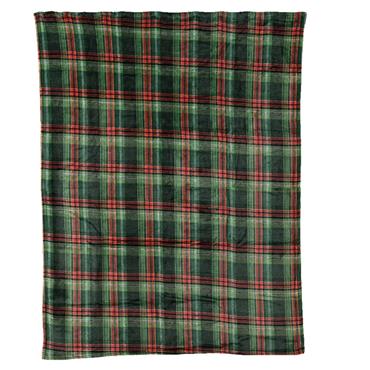 GREEN THROW CHECK PRINT 150X200CM