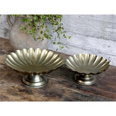 ANTIQUE BRASS CENTREPIECE BOWL ON FOOT