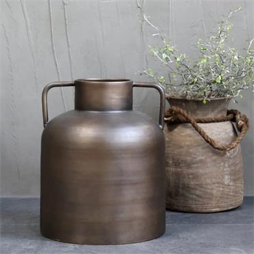 OLD VASE WITH HANDLES ANTIQUE BRASS H28CM