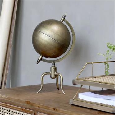 ANTIQUE BRASS DECORATIVE GLOBE H36cm