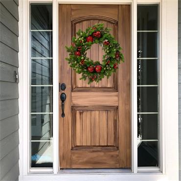 DECO APPLE WREATH GREEN FRUIT& RED BERRY 40CM