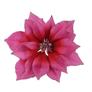 POINSETTIA WITH GLITTER EDGE PINK 24X7CM