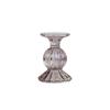 TAUPE GLASS CANDLESTICK WITH PEARL EDGE H14CM