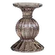 GLASS CANDLESTICK WITH PEARL EDGE H14CM