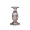 TAUPE GLASS CANDLESTICK WITH PEARL EDGE H19CM