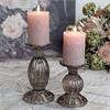 GLASS CANDLESTICK WITH PEARL EDGE H19CM