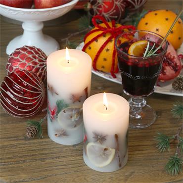 CHRISTMAS SPICE PILLAR CANDLE 14CM
