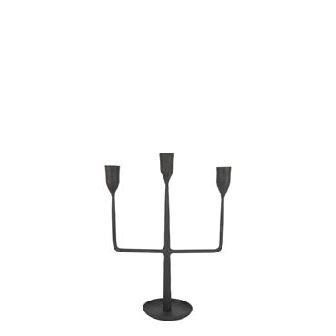 ANTIQUE BLACK 3 HOLDER CANDLESTICK H32CM