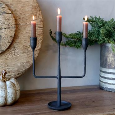 ANTIQUE BLACK 3 HOLDER CANDLESTICK H32CM