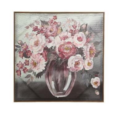 WALL DECO CANVA PINK VASE HAND PAINTED 80CM