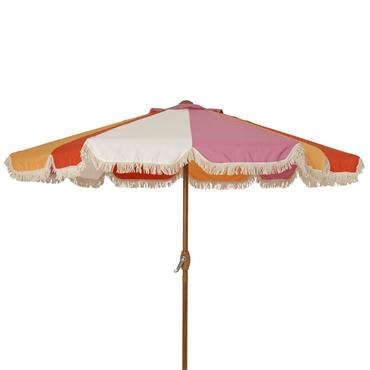 SUNBURST POLYESTER PARASOL WITH FRINGE EDGE